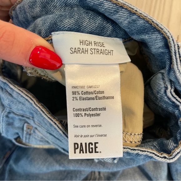 Paige High Rise Sarah Straight Jean - Picture 10 of 15